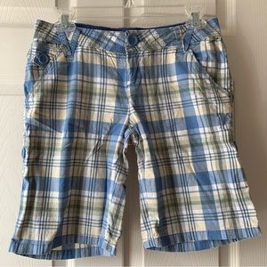 OTB Premium blue green white plaid Bermuda shorts size 5